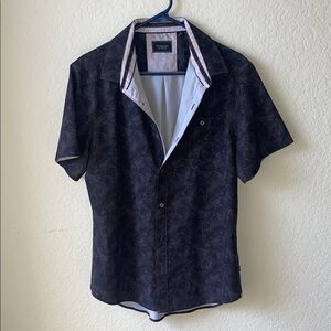 7 Diamonds Black Casual Button Down Shirt with Subtle Pattern